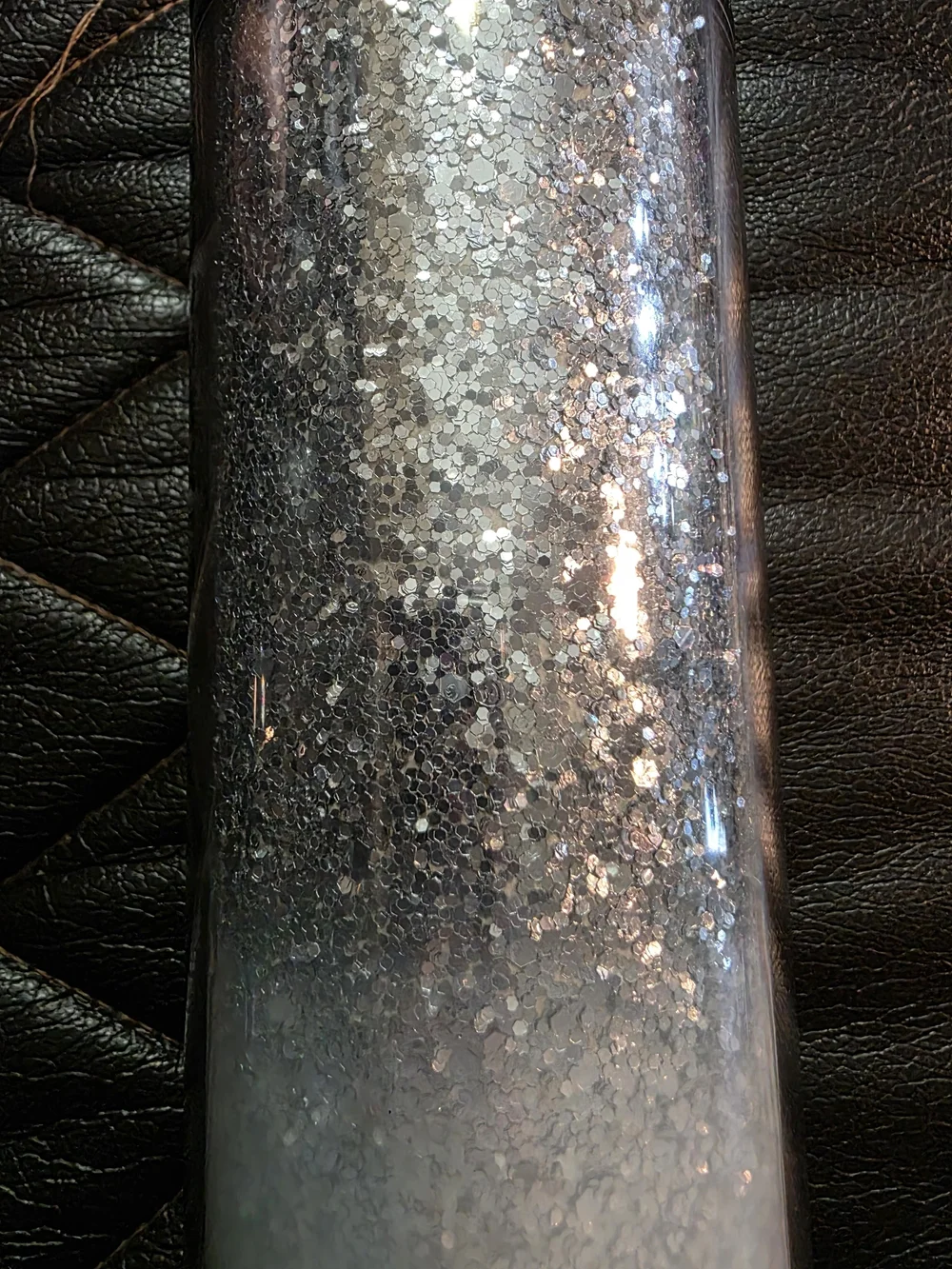 STARBUCKS 2018 Tumbler Glitter Sparkle Silver and White Ombré 16 Oz Collectible